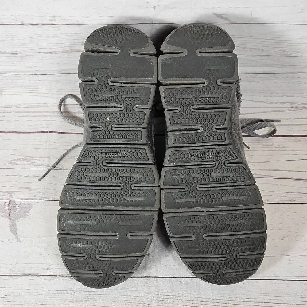 Skechers Synergy Walking Boots Women's Grey US 8.5 Faux Fur Lined Knit Collar